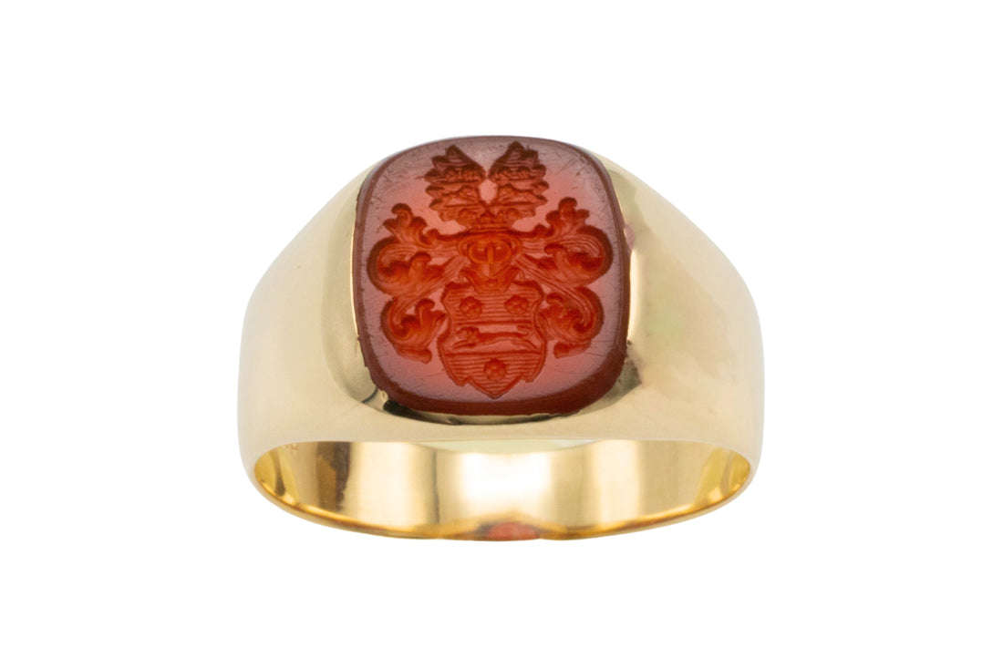 Vintage carnelian intaglio signet ring-gents rings-The Antique Ring Shop