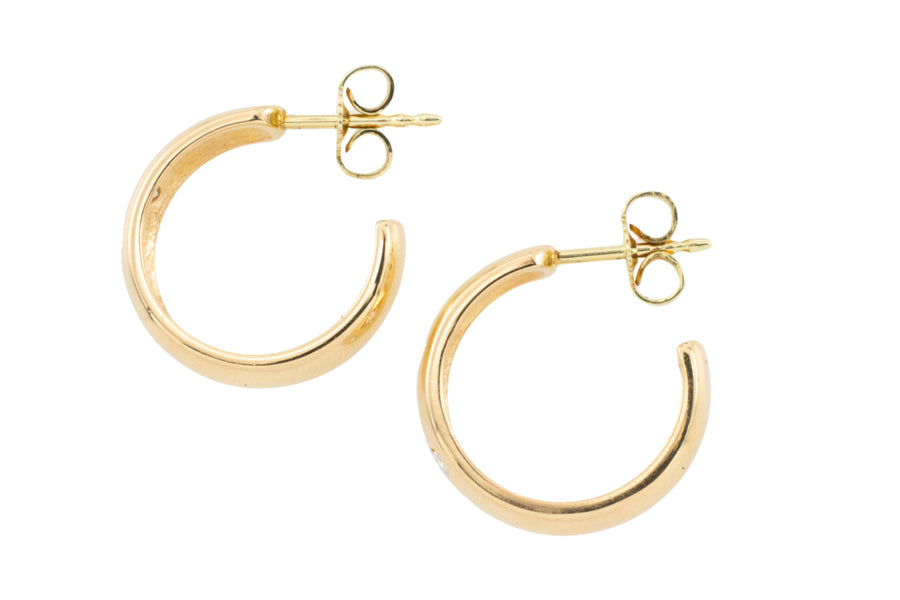 Hoop earrings with diamonds-Earrings-The Antique Ring Shop