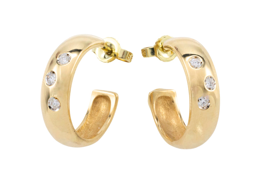 Hoop earrings with diamonds-Earrings-The Antique Ring Shop