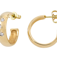 Hoop earrings with diamonds-Earrings-The Antique Ring Shop