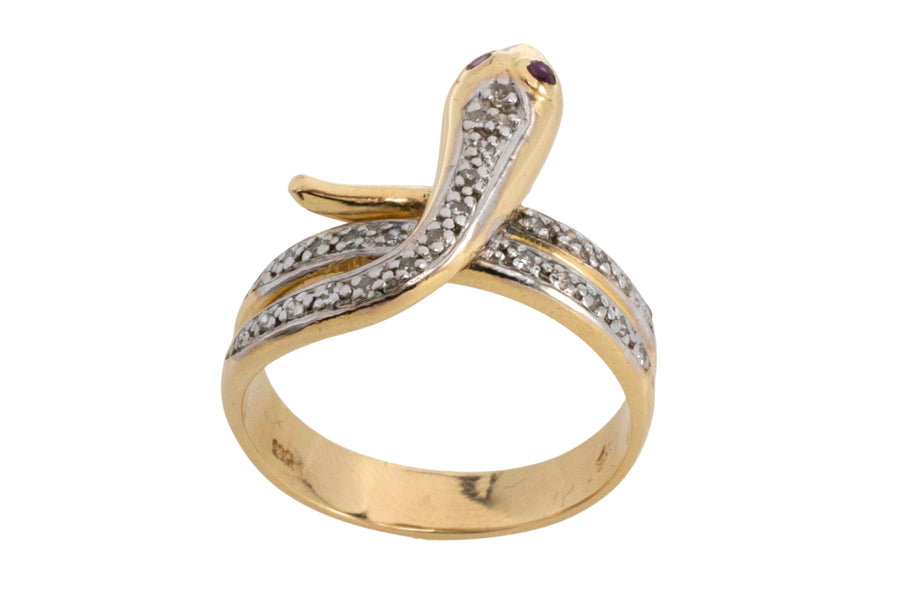 Vintage ruby and diamond snake ring-vintage rings-The Antique Ring Shop