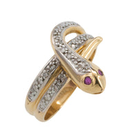 Vintage ruby and diamond snake ring-vintage rings-The Antique Ring Shop