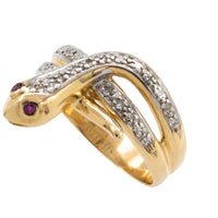 Vintage ruby and diamond snake ring-vintage rings-The Antique Ring Shop