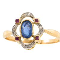 Edwardian sapphire ruby and diamond chard ring-Antique rings-The Antique Ring Shop