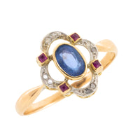 Edwardian sapphire ruby and diamond chard ring-Antique rings-The Antique Ring Shop