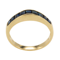 Carre cut sapphire ring in 18 carat gold-Vintage Rings-The Antique Ring Shop