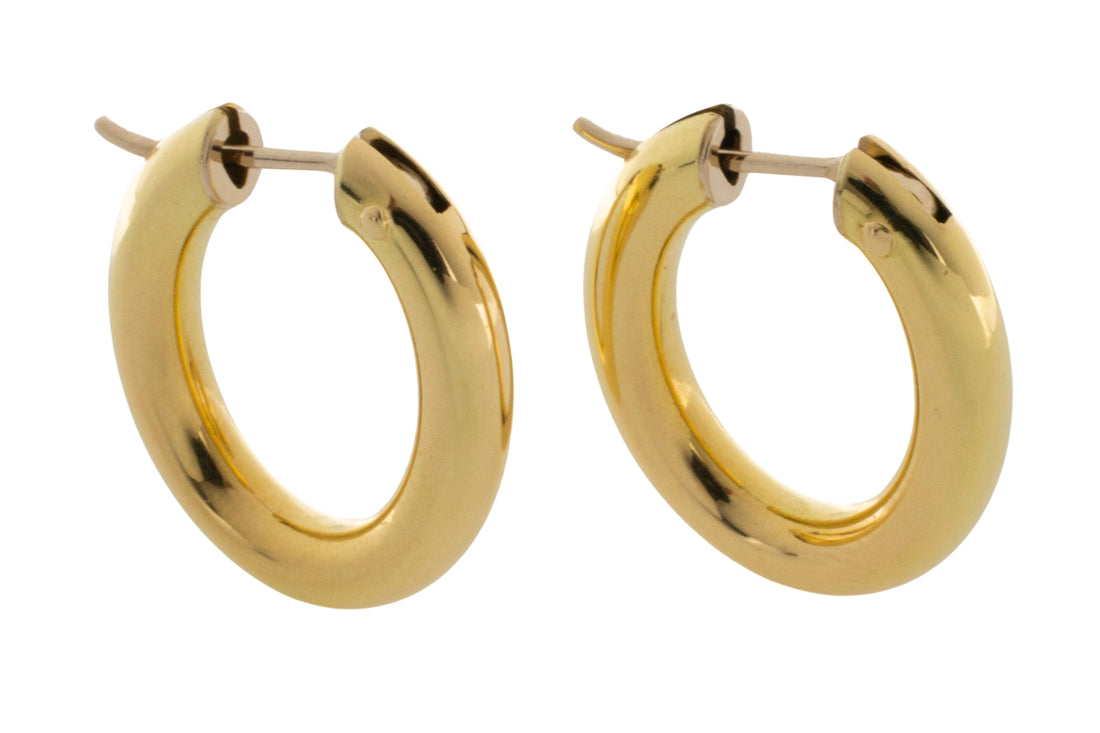 Oval hoop earrings in 18 carat gold-Earrings-The Antique Ring Shop