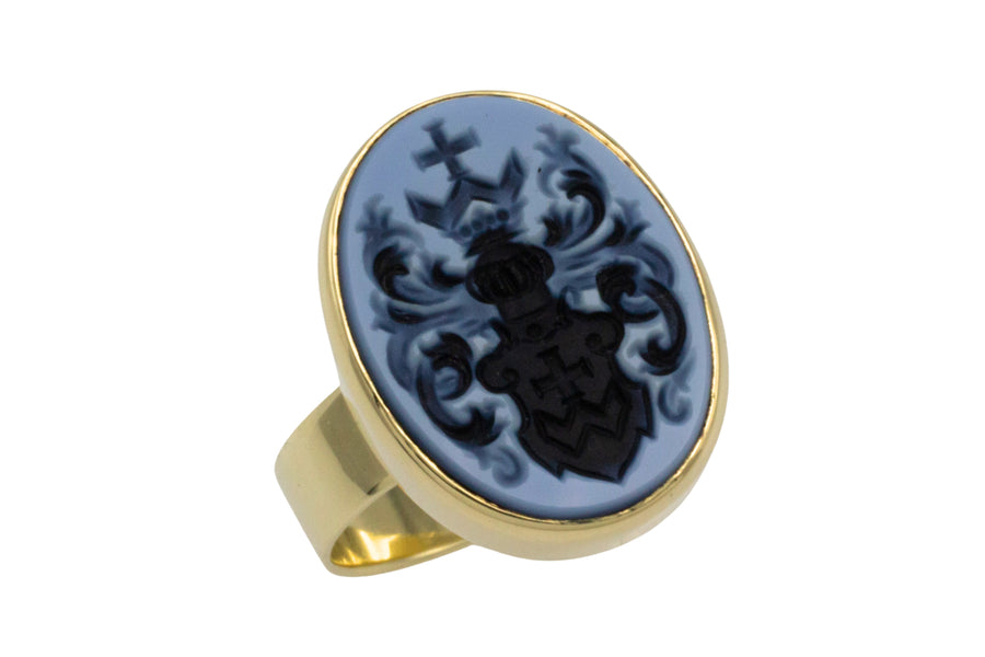 Vintage intaglio signet ring in 14 carat gold-gents rings-The Antique Ring Shop