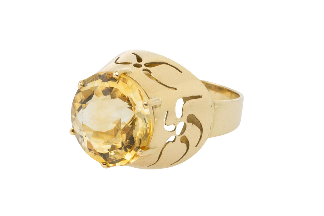 Vintage citrine ring in 14 carat gold-Vintage Rings-The Antique Ring Shop