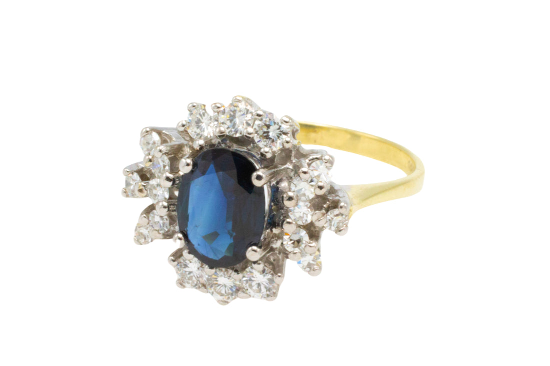 Sapphire and diamond ring in 14 carat gold-The Antique Ring Shop