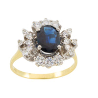 Sapphire and diamond ring in 14 carat gold-The Antique Ring Shop