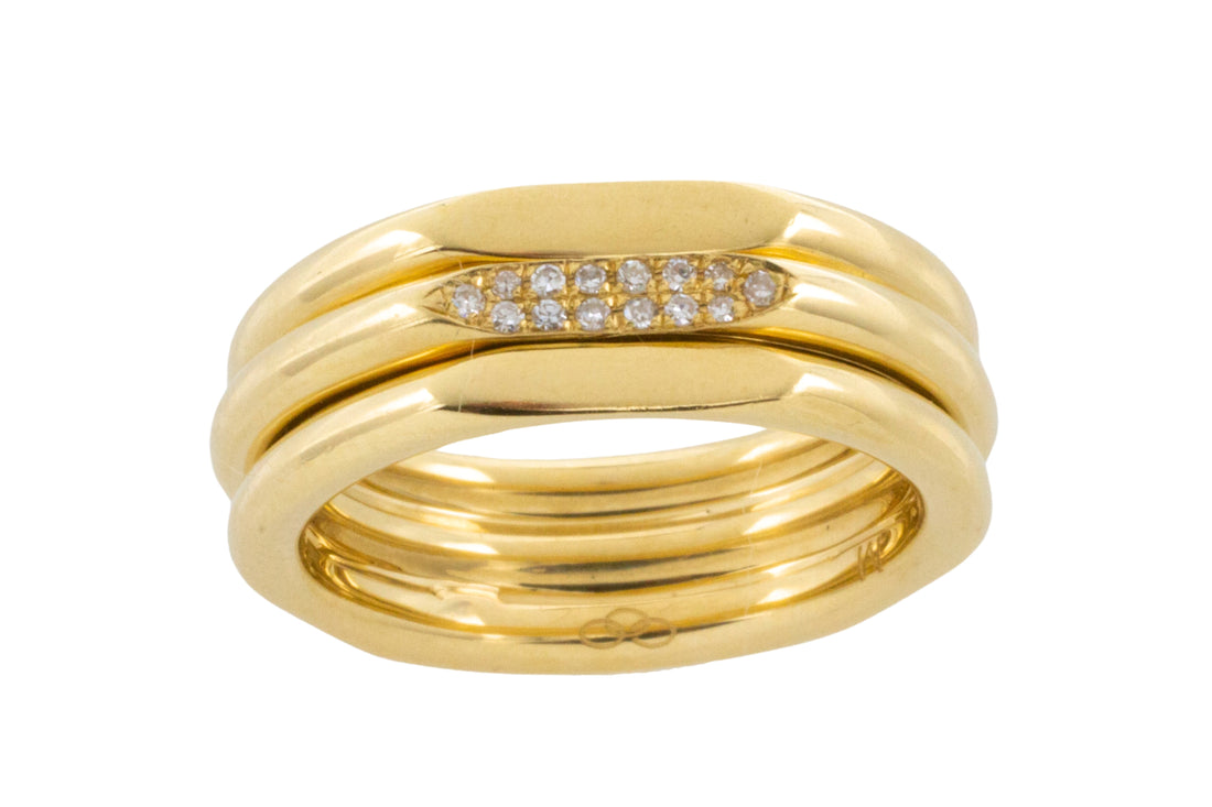 Triple band ring with diamonds-wedding rings-The Antique Ring Shop