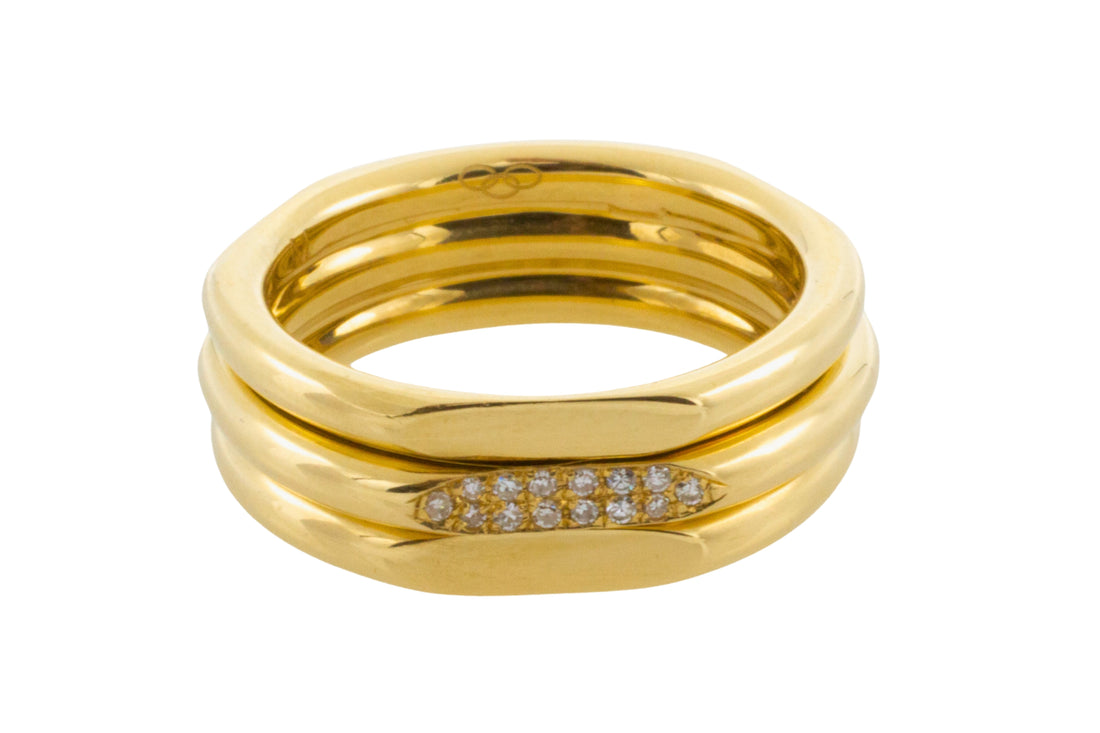 Triple band ring with diamonds-wedding rings-The Antique Ring Shop