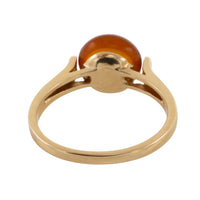 Cabochon amber ring in 14 carat gold-Vintage Rings-The Antique Ring Shop