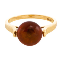 Cabochon amber ring in 14 carat gold-Vintage Rings-The Antique Ring Shop