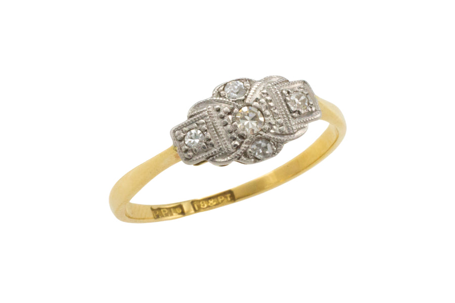 Vintage diamond ring in platinum and gold-Vintage Rings-The Antique Ring Shop