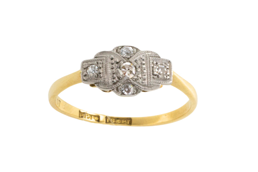 Vintage diamond ring in platinum and gold-Vintage Rings-The Antique Ring Shop