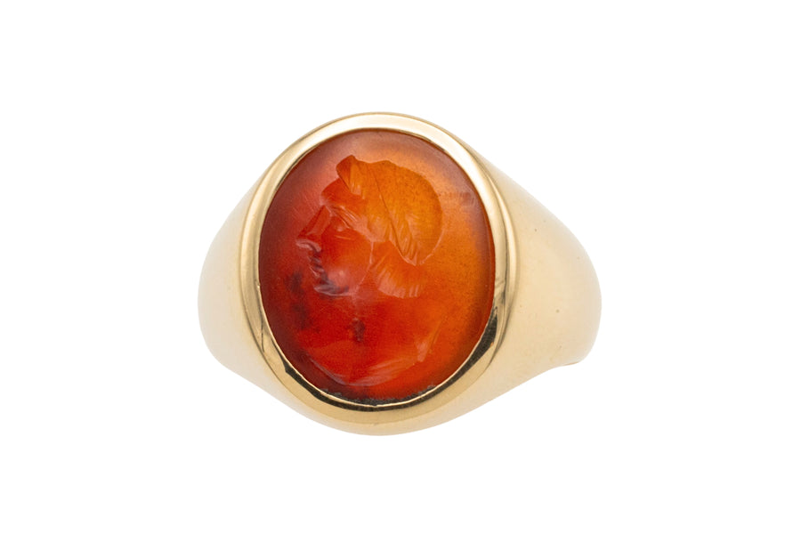 Carnelian signet ring in 18 carat gold-gents rings-The Antique Ring Shop