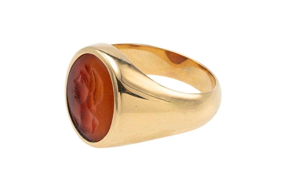 Carnelian signet ring in 18 carat gold-gents rings-The Antique Ring Shop