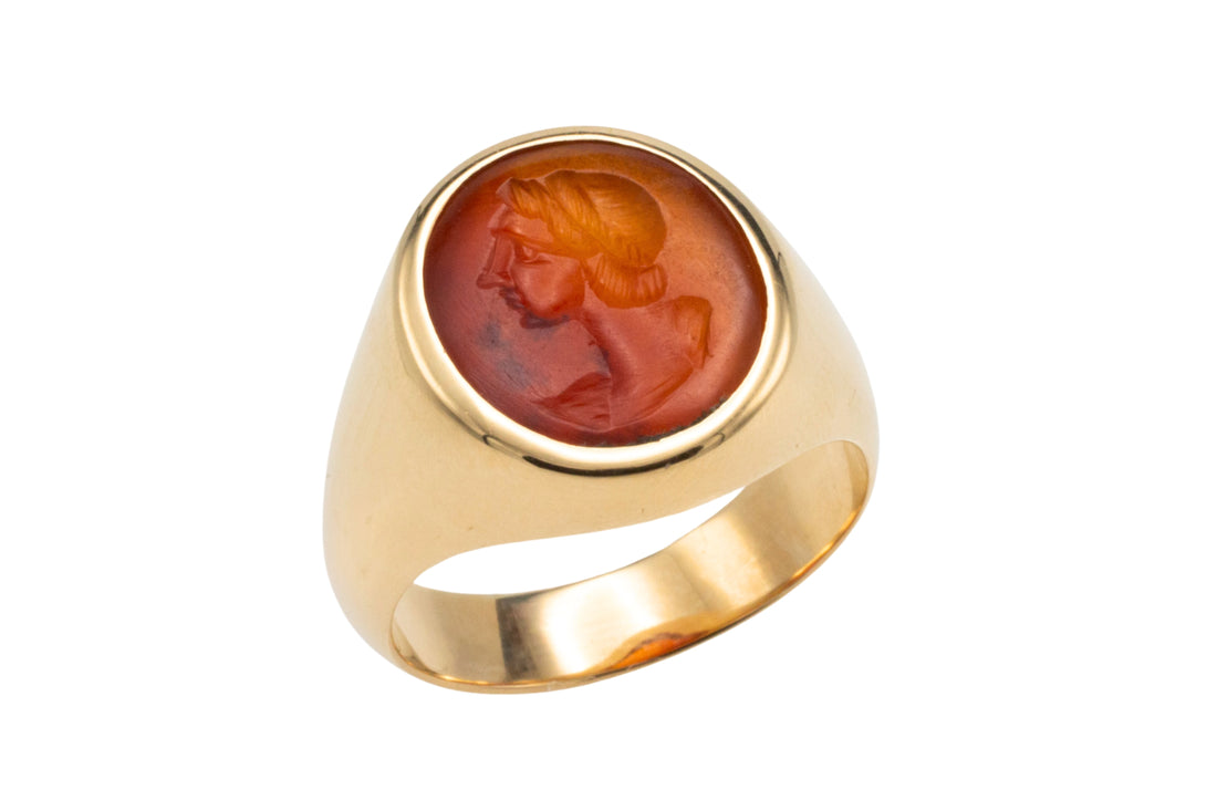 Carnelian signet ring in 18 carat gold-gents rings-The Antique Ring Shop