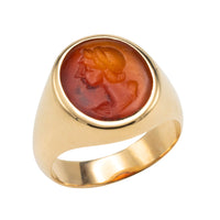 Carnelian signet ring in 18 carat gold-gents rings-The Antique Ring Shop