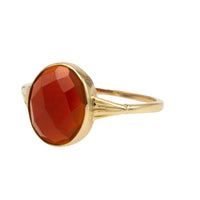 Vintage oval faceted carnelian ring in 14 carat gold-Vintage Rings-The Antique Ring Shop