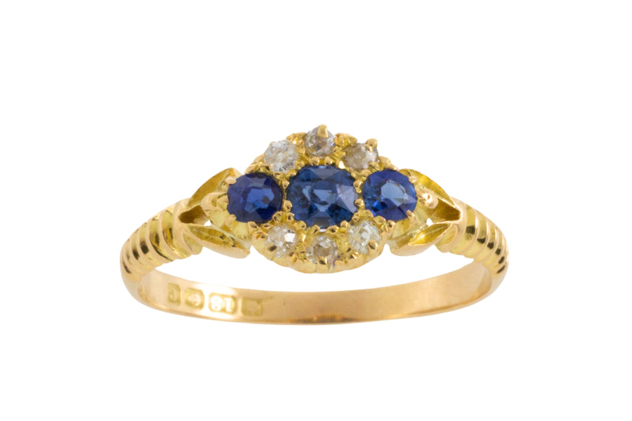 Edwardian sapphire and diamond ring from 1902-Antique rings-The Antique Ring Shop