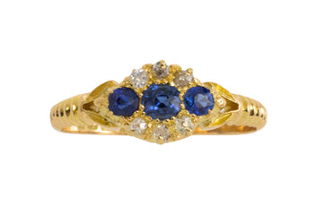 Edwardian sapphire and diamond ring from 1902-Antique rings-The Antique Ring Shop