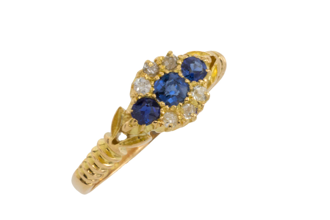 Edwardian sapphire and diamond ring from 1902-Antique rings-The Antique Ring Shop