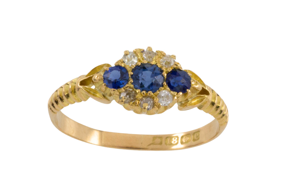 Edwardian sapphire and diamond ring from 1902-Antique rings-The Antique Ring Shop