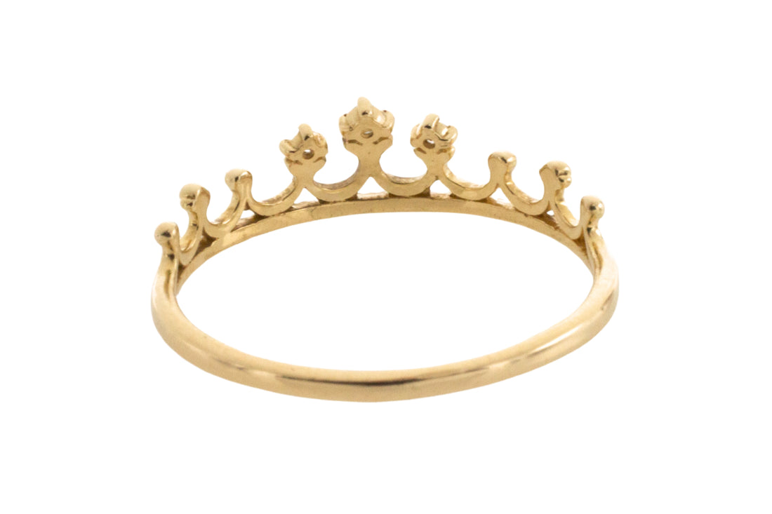 14 carat gold tiara ring with diamonds-Vintage Rings-The Antique Ring Shop