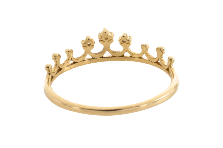 14 carat gold tiara ring with diamonds-Vintage Rings-The Antique Ring Shop