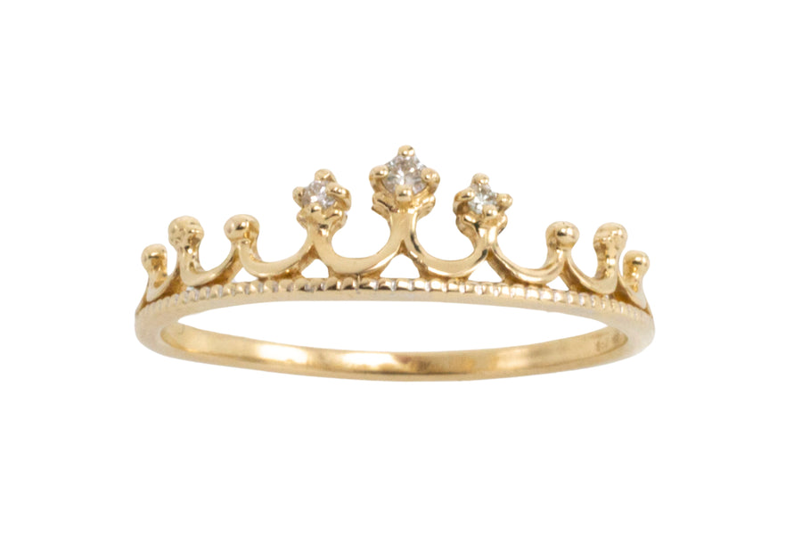 14 carat gold tiara ring with diamonds-Vintage Rings-The Antique Ring Shop