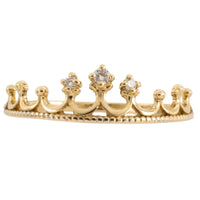 14 carat gold tiara ring with diamonds-Vintage Rings-The Antique Ring Shop