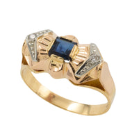 Art Deco sapphire and diamond ring-Vintage Rings-The Antique Ring Shop