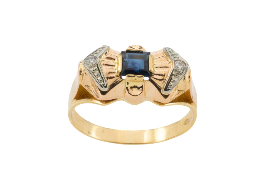 Art Deco sapphire and diamond ring-Vintage Rings-The Antique Ring Shop