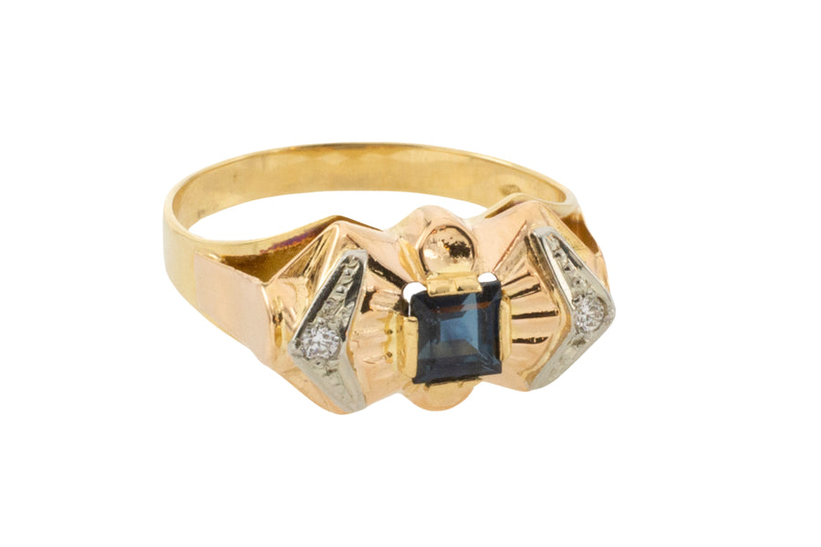 Art Deco sapphire and diamond ring-Vintage Rings-The Antique Ring Shop