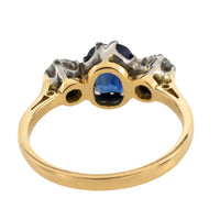 Sapphire and diamond three stone ring-engagement rings-The Antique Ring Shop