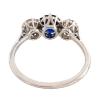 Sapphire and diamond ring in white gold and platinum-engagement rings-The Antique Ring Shop