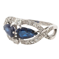 Sapphire and diamond ring in 18 carat white gold-Vintage Rings-The Antique Ring Shop