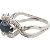 Sapphire and diamond ring in 18 carat white gold-Vintage Rings-The Antique Ring Shop