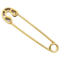 Safety pin brooch with diamonds-Brooches-The Antique Ring Shop