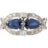 Sapphire and diamond ring in 18 carat white gold-Vintage Rings-The Antique Ring Shop