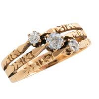 Old cut diamond three stone ring-Antique rings-The Antique Ring Shop