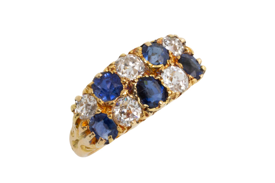 Victorian double row sapphire and diamond ring-Antique rings-The Antique Ring Shop