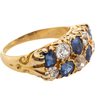 Victorian double row sapphire and diamond ring-Antique rings-The Antique Ring Shop