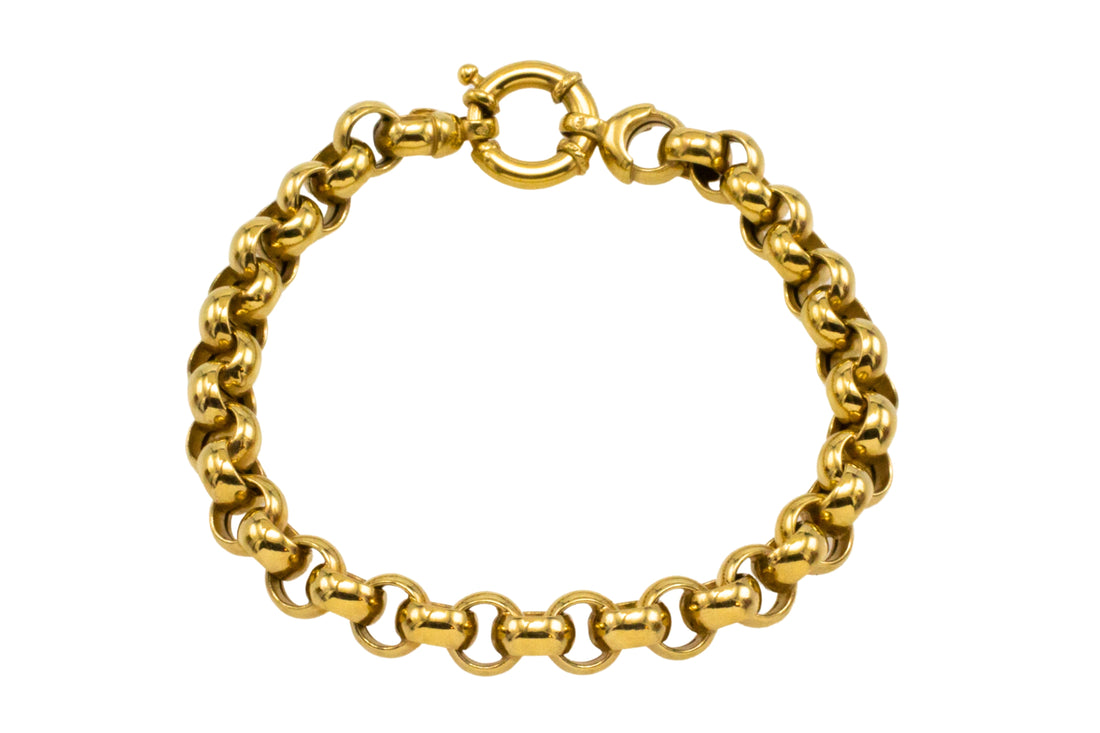 14 carat gold round link bracelet-Bracelets-The Antique Ring Shop