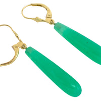 Chrysoprase pendant earrings in 14 carat gold-Earrings-The Antique Ring Shop