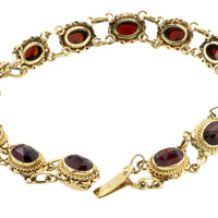 Vintage garnet bracelet in 14 carat gold-Bracelets-The Antique Ring Shop