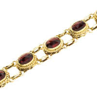 Vintage garnet bracelet in 14 carat gold-Bracelets-The Antique Ring Shop